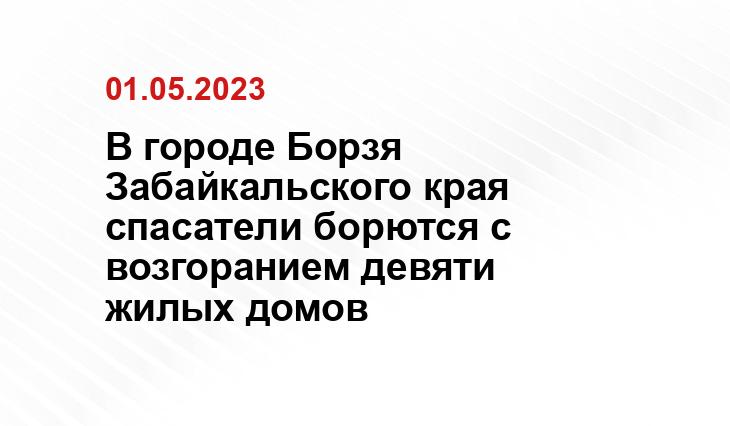 В городе Борзя Забайкальского края спасатели борются с возгоранием девяти жилых домов